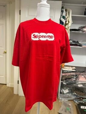 Louis Vuitton Red Short-Sleeve Logo Tee